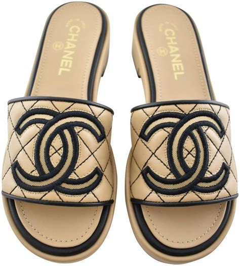 chanel nude sandals|CHANEL Lambskin Quilted Sandals 37 Beige